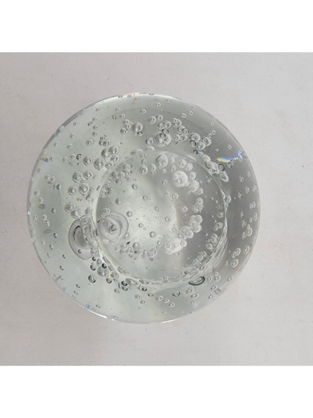 Clear Controlled Bubbles Art Glass Paperweight Round - Picture 5 of 7